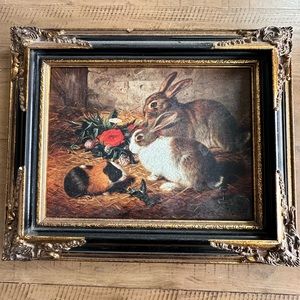Antique Artwork - Rabbits and Hamster